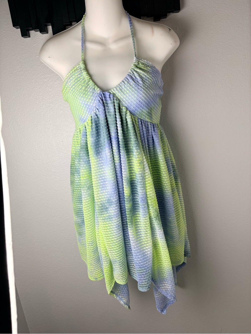 wild fable Tie-Dye Asymmetrical Halter Dress in Lime Green & Violet Size XS